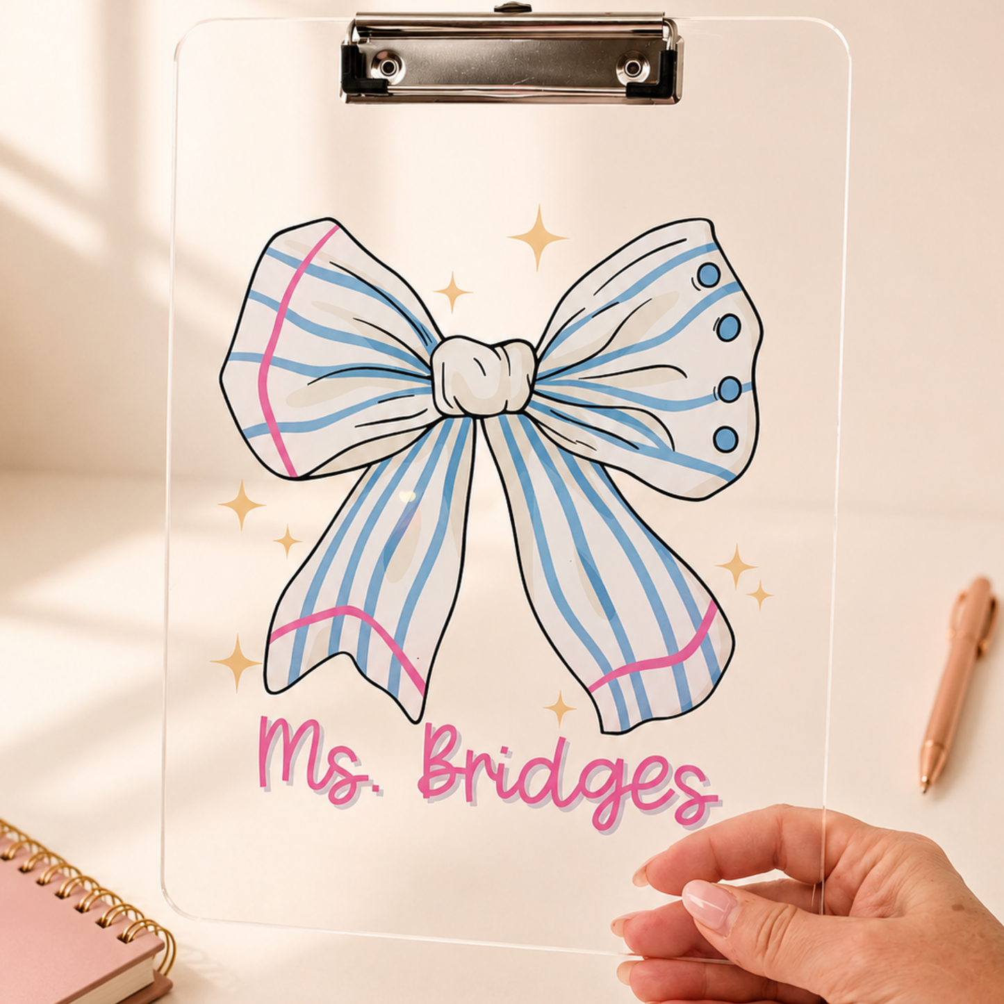 Personalized Teacher Custom Acrylic Clipboard with Name - Teacher Appreciation End of Year Teacher Gift