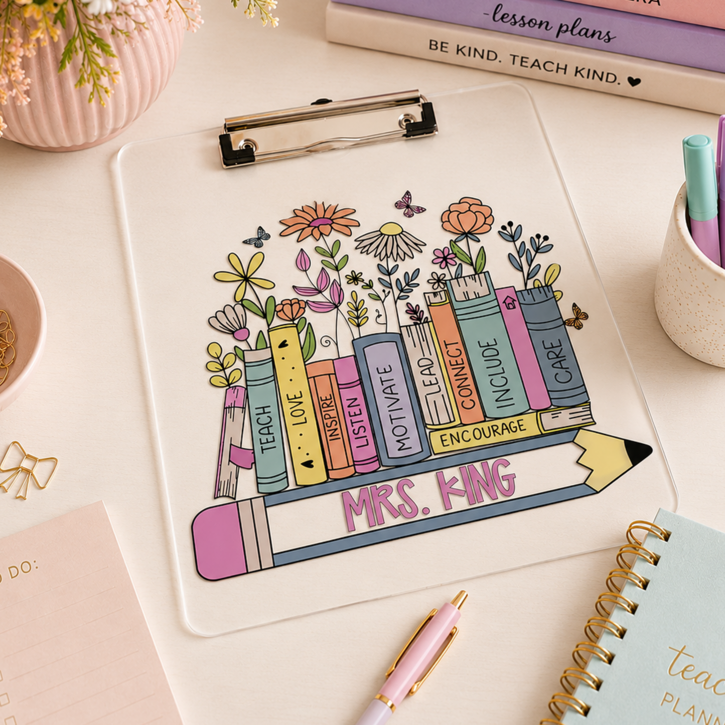 Personalized Teacher Custom Acrylic Clipboard with Name - Teacher Appreciation End of Year Teacher Gift