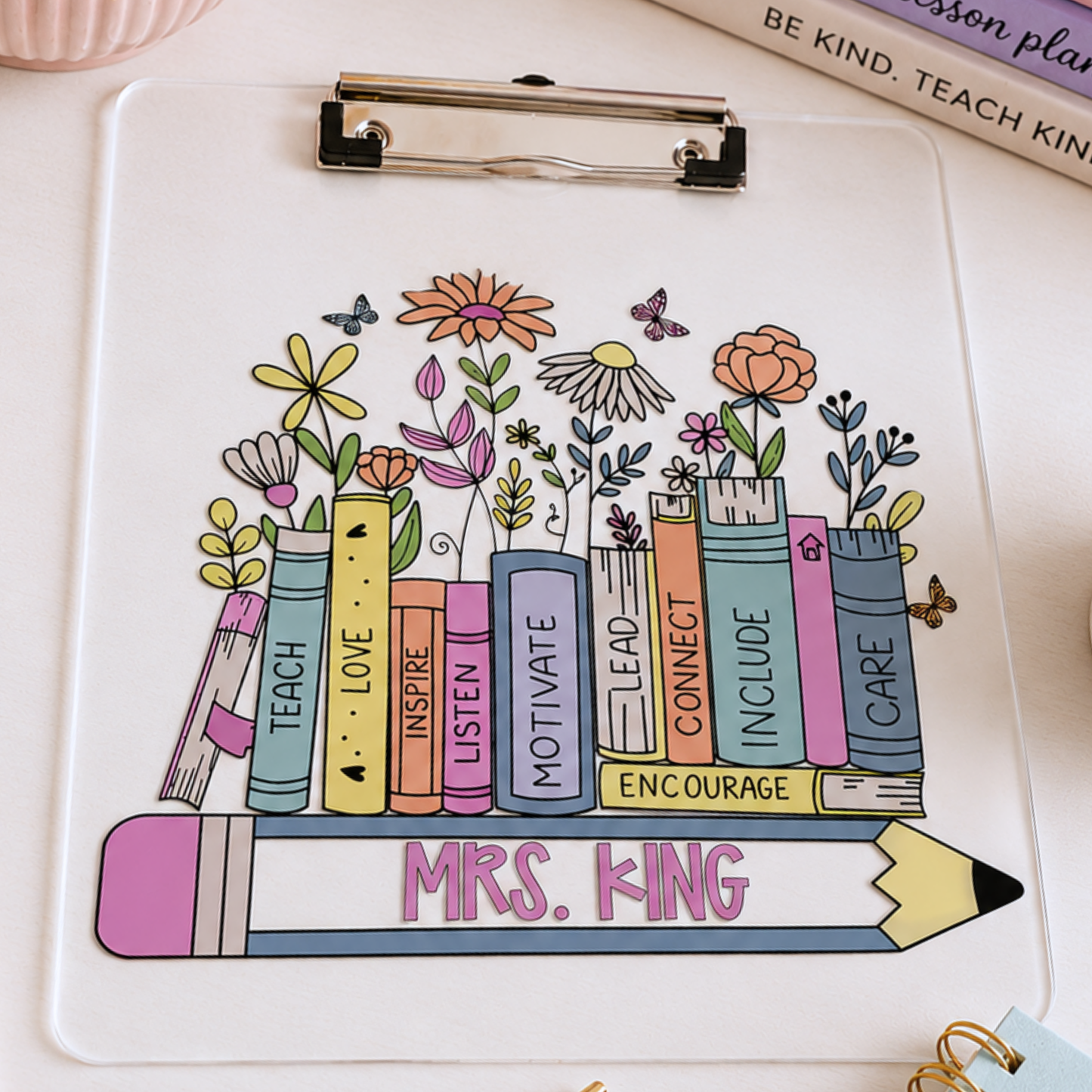 Personalized Teacher Custom Acrylic Clipboard with Name - Teacher Appreciation End of Year Teacher Gift