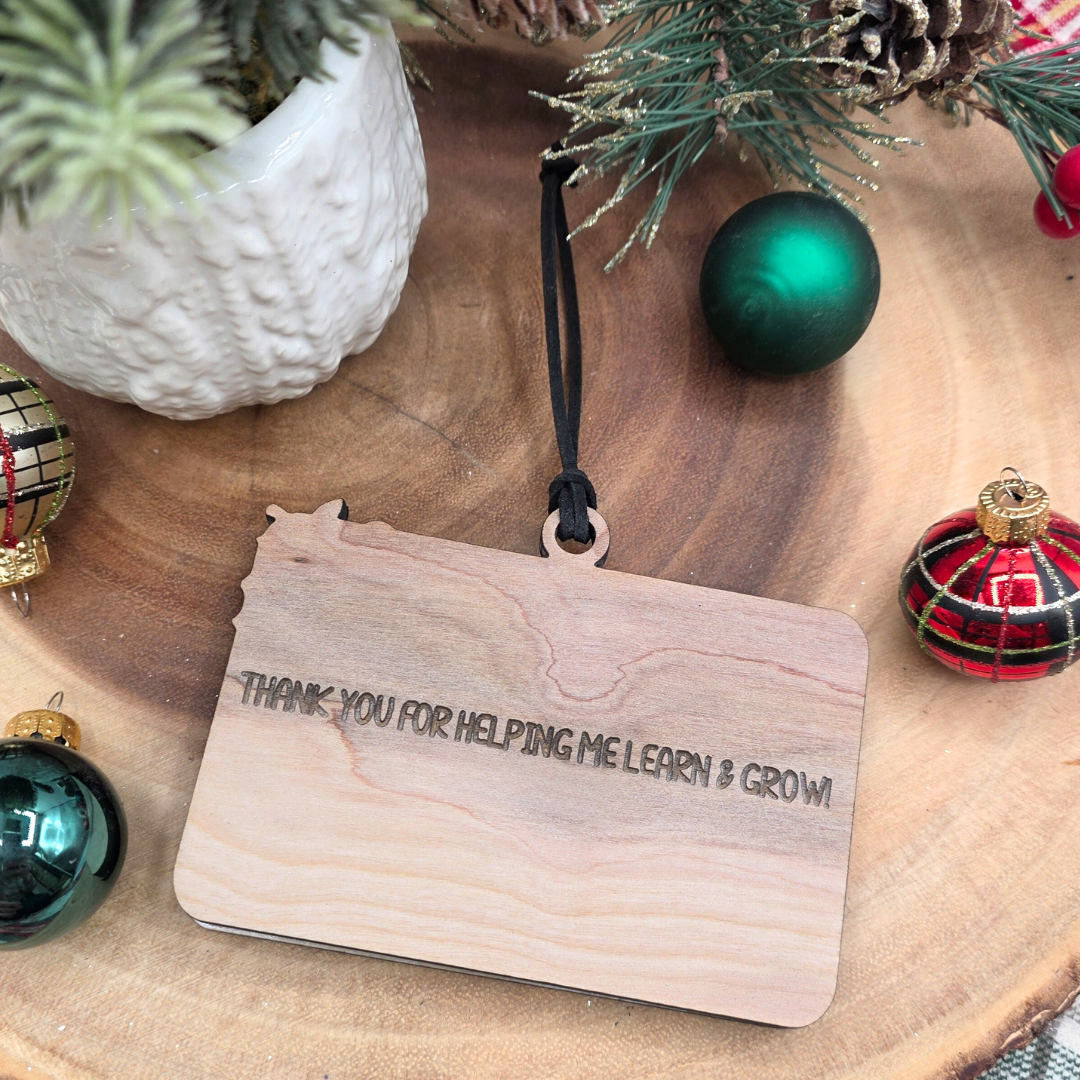 Custom Chalkboard Teacher Christmas Ornament - Personalized Wood & Acrylic Teacher's Gift