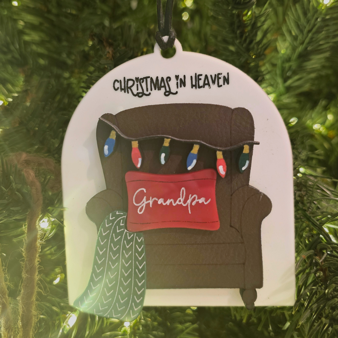 Christmas in Heaven Remembrance Ornament - Personalized Memorial Ornament