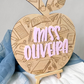 Custom Teacher Apple Desk Sign - Personalized Classroom Name Plaque Engraved Wood Gift