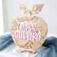 Custom Teacher Apple Desk Sign - Personalized Classroom Name Plaque Engraved Wood Gift