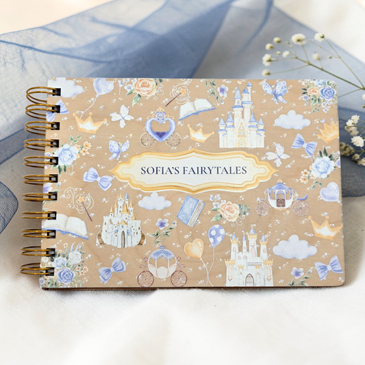 Personalized Storybook Memory Book - Fairytale Dragon Scrapbook Princess Keepsake Wood Gift