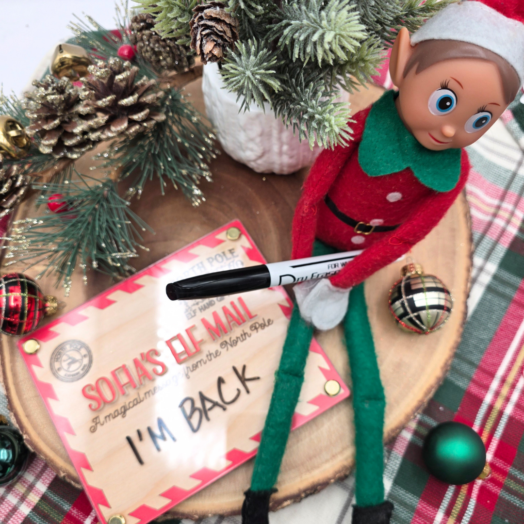 Custom Elf on the Shelf Message Board - Personalized North Pole Mail Dry Erase Memo Board