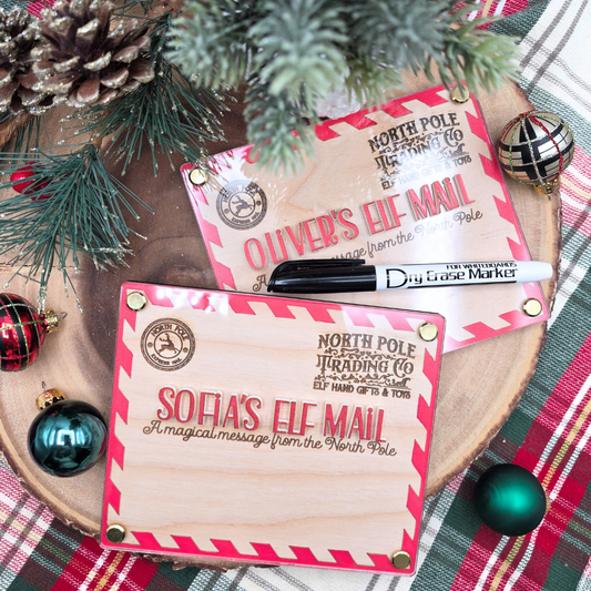 Custom Elf on the Shelf Message Board - Personalized North Pole Mail Dry Erase Memo Board