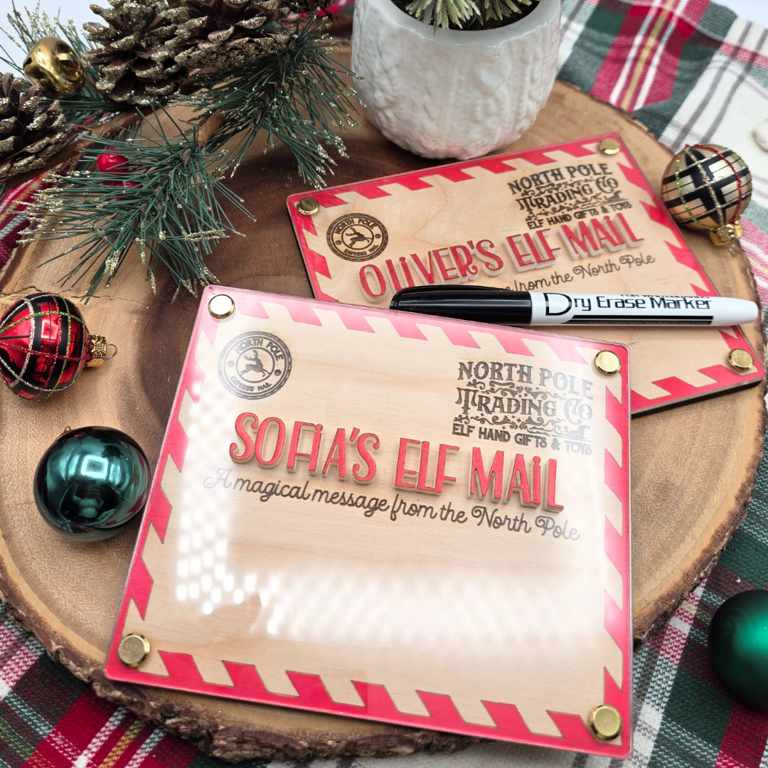 Custom Elf on the Shelf Message Board - Personalized North Pole Mail Dry Erase Memo Board