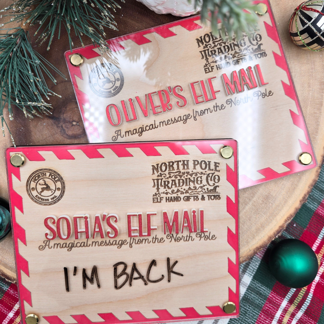Custom Elf on the Shelf Message Board - Personalized North Pole Mail Dry Erase Memo Board