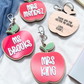 Teacher Apple Bag Tag, - Personalized Acrylic Wood Keyring Acrylic Gift