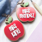 Teacher Apple Bag Tag, - Personalized Acrylic Wood Keyring Acrylic Gift