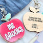 Teacher Apple Bag Tag, - Personalized Acrylic Wood Keyring Acrylic Gift