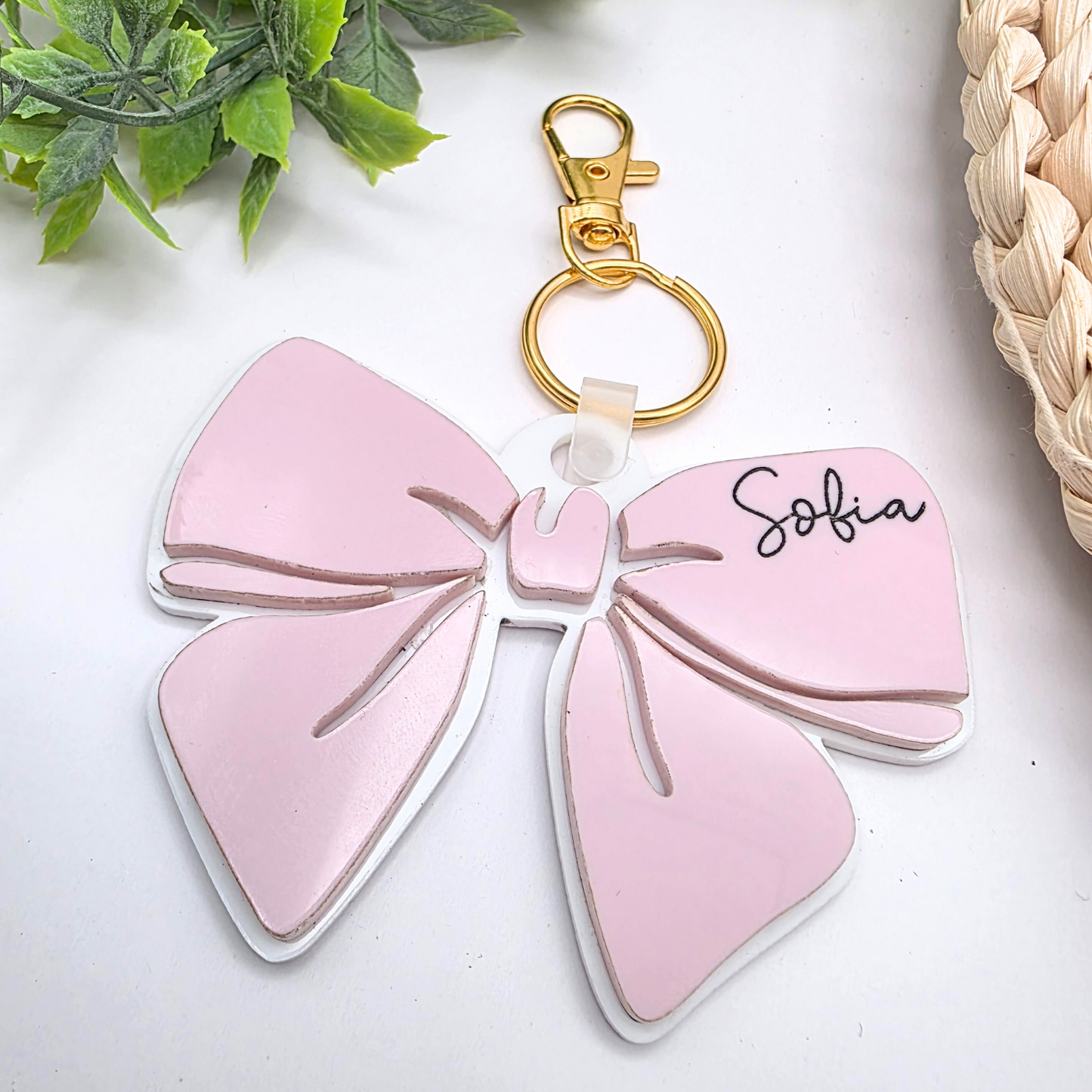 Custom NFC Emergency Contact Bow Tag - Personalized Safety Keychain for Kids & Adults - Tap with Phone Medical ID Acrylic Bag Tag