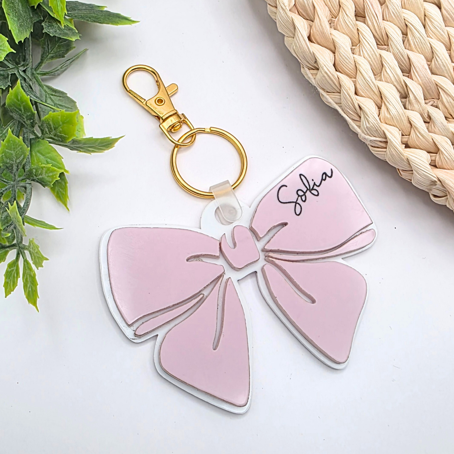 Custom NFC Emergency Contact Bow Tag - Personalized Safety Keychain for Kids & Adults - Tap with Phone Medical ID Acrylic Bag Tag