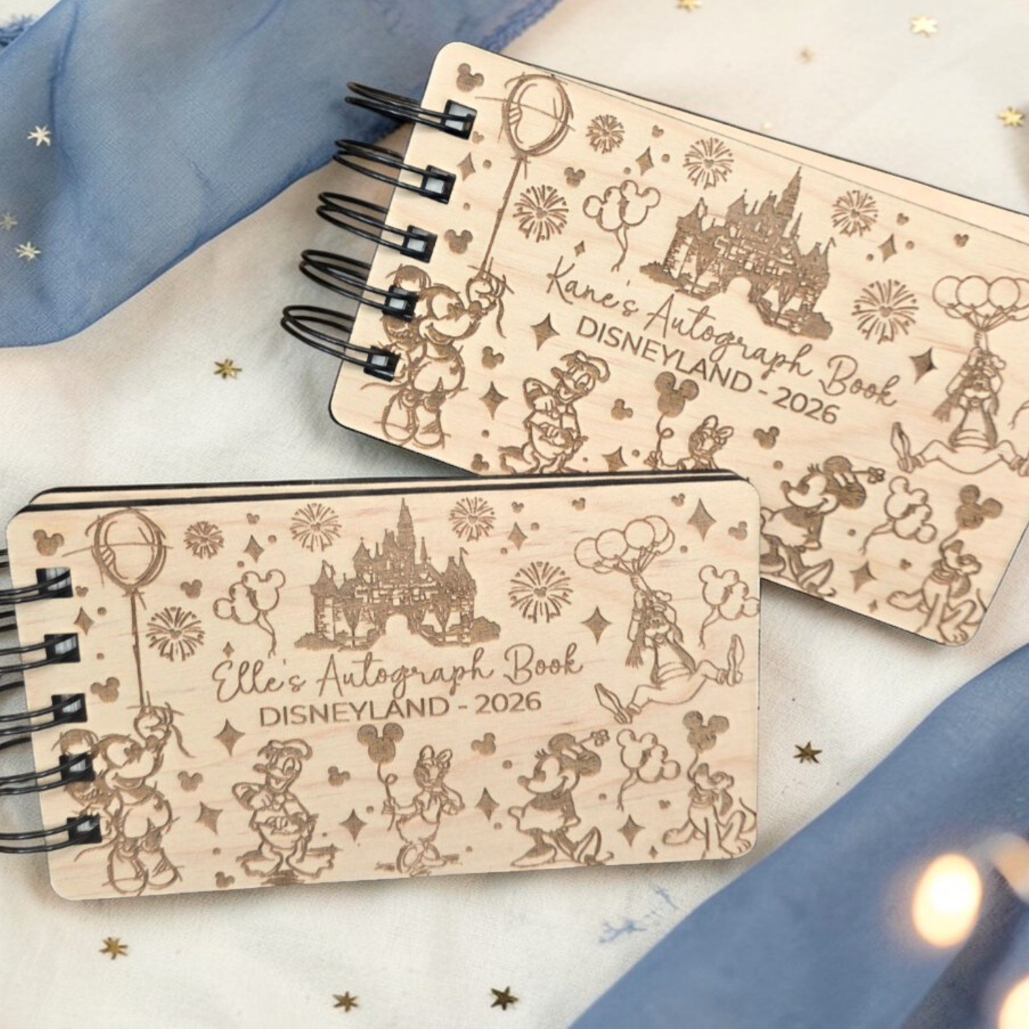 Fairytale Castle and Balloons Autograph Book  - Custom Wood Book - Theme Park Journal