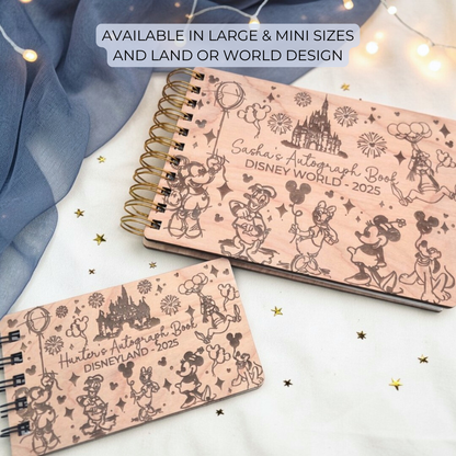 Fairytale Castle and Balloons Autograph Book  - Custom Wood Book - Theme Park Journal