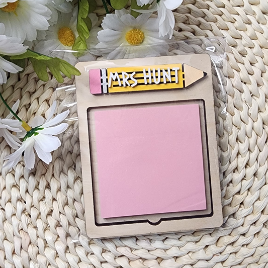 Custom Name Teacher Post It Note Holder