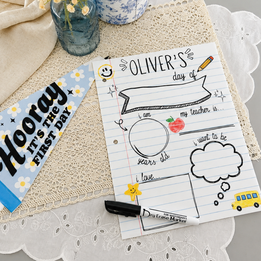 Personalized First Day of School Board - Notebook Doodle School Acrylic Sign - Back to School Photo Prop