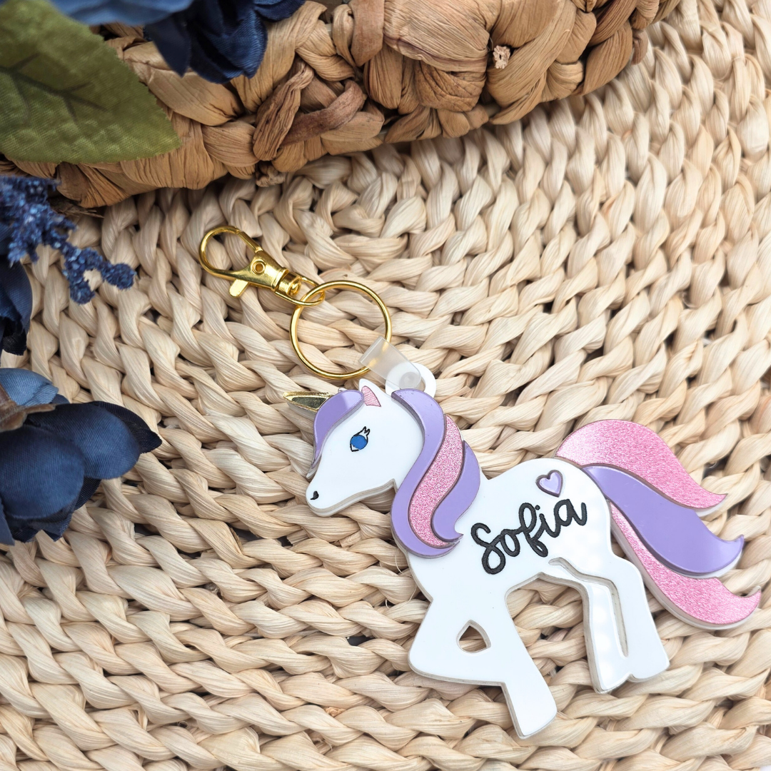 Custom Unicorn NFC Bag Tag - Personalized Emergency Kids Backpack Tag