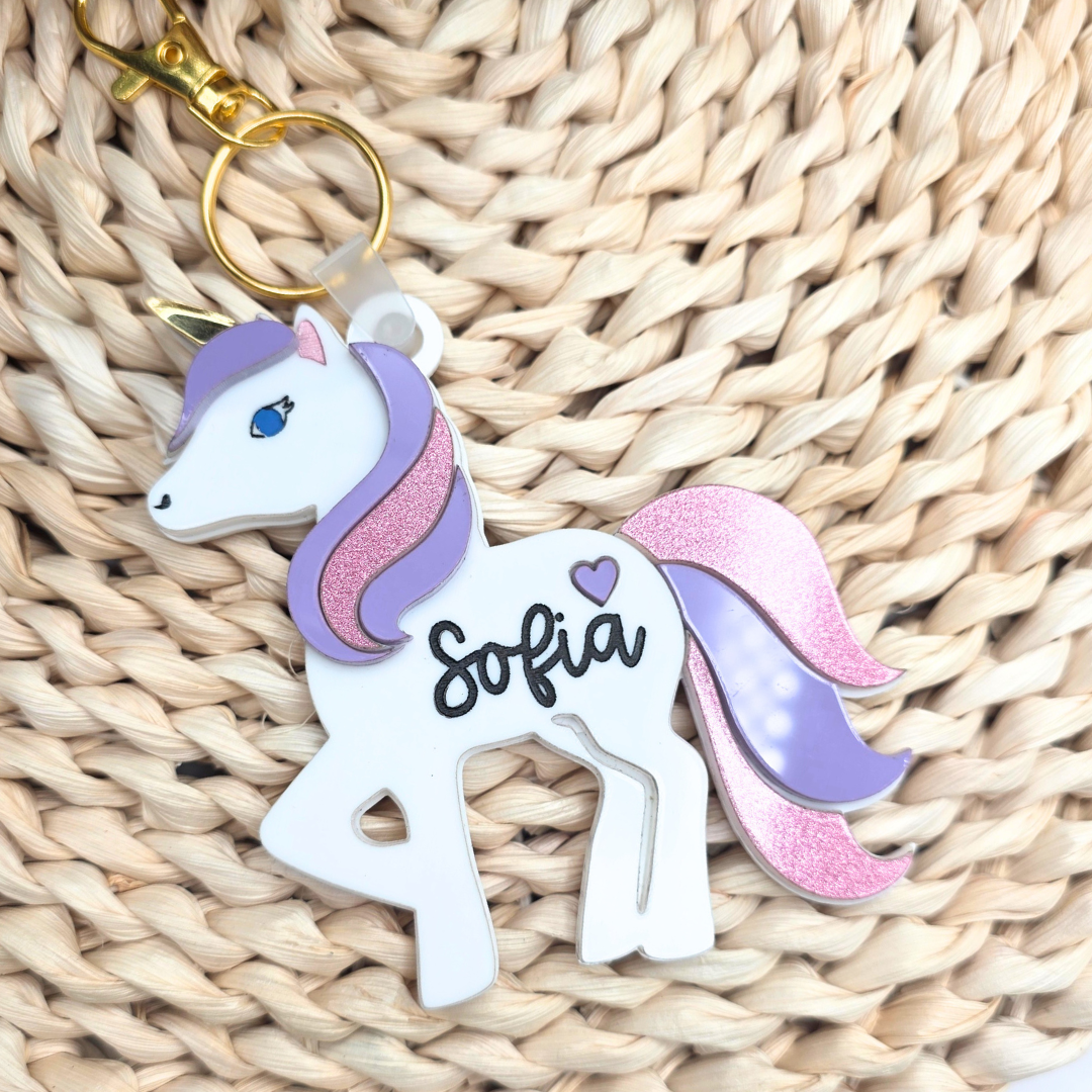 Custom Unicorn NFC Bag Tag - Personalized Emergency Kids Backpack Tag