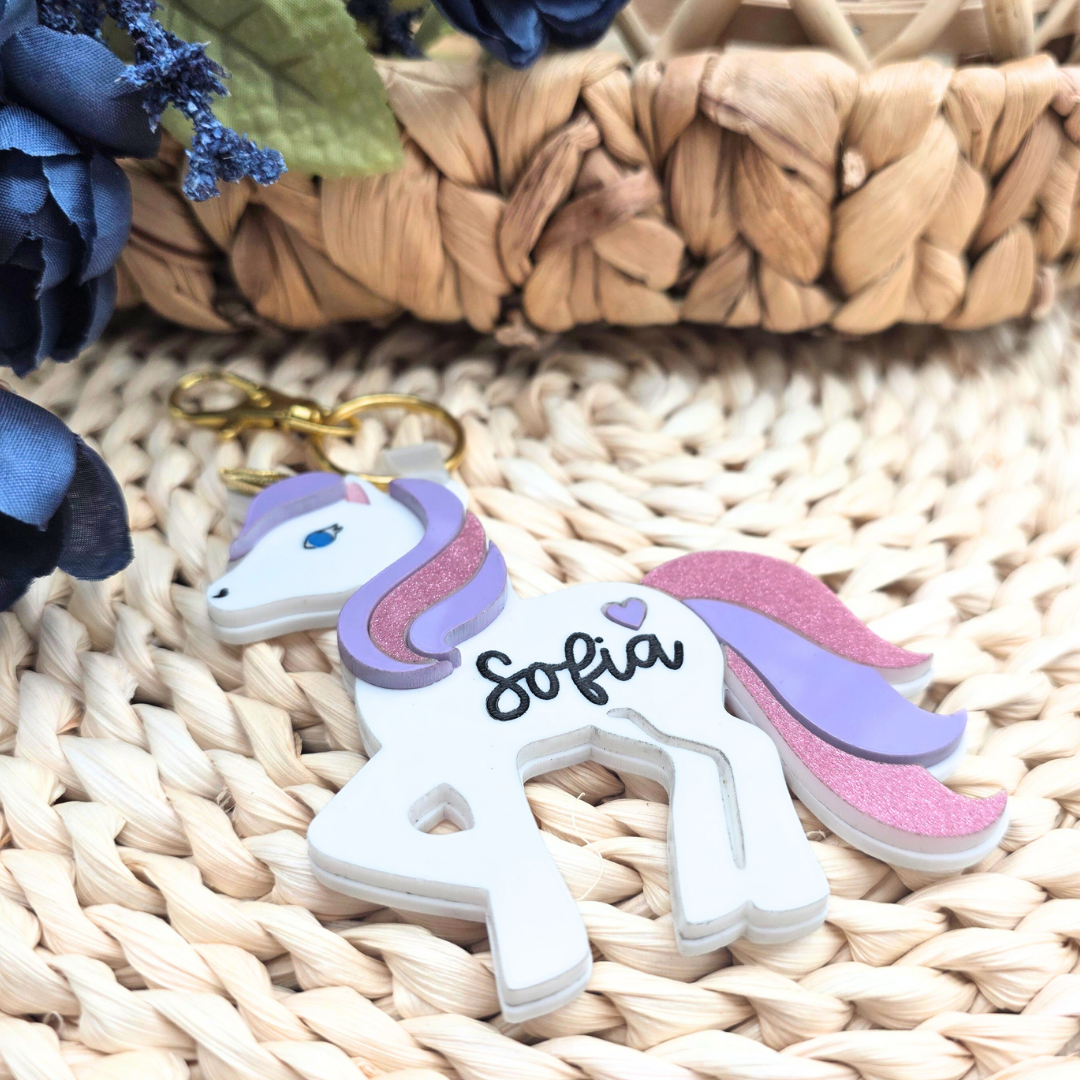 Custom Unicorn NFC Bag Tag - Personalized Emergency Kids Backpack Tag