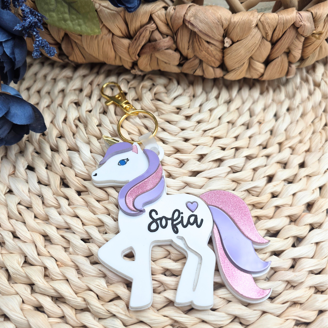 Custom Unicorn NFC Bag Tag - Personalized Emergency Kids Backpack Tag