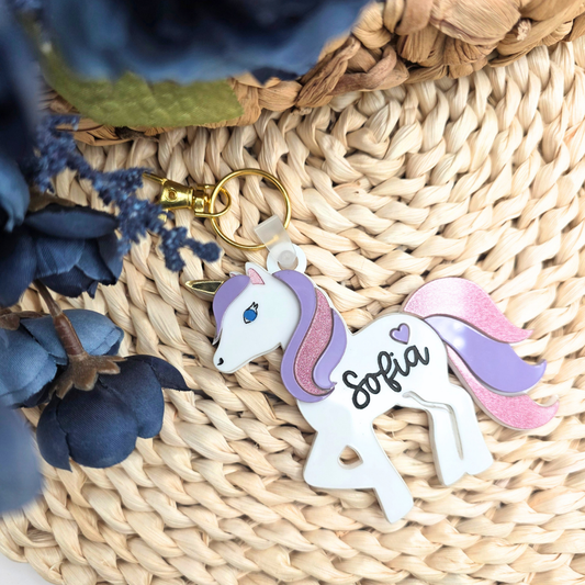 Custom Unicorn NFC Bag Tag - Personalized Emergency Kids Backpack Tag