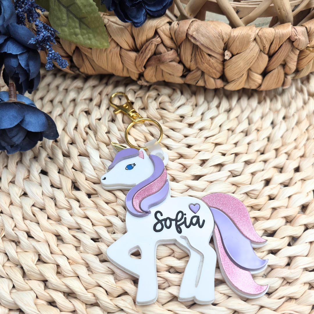 Custom Unicorn NFC Bag Tag - Personalized Emergency Kids Backpack Tag