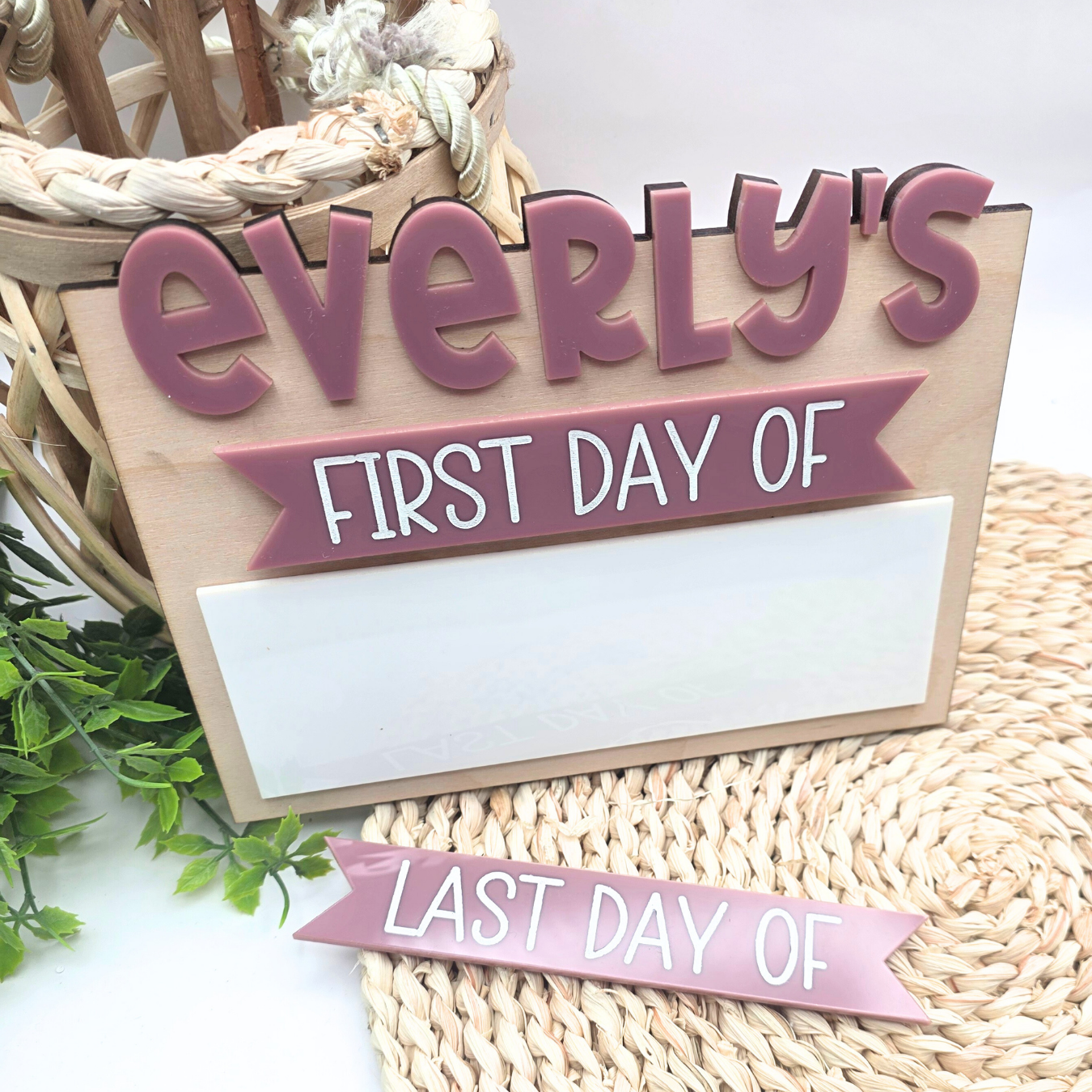 Personalized First & Last Day School Board - Custom Wood and Acrylic Photo Prop - Dry‑Erase, Interchangeable, Back‑to‑School Gift