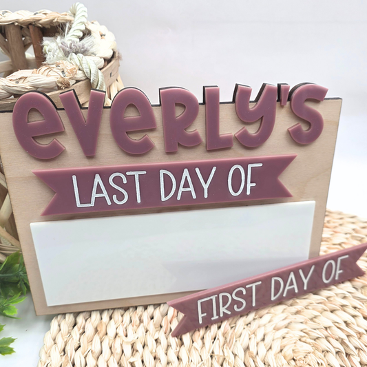 Personalized First & Last Day School Board - Custom Wood and Acrylic Photo Prop - Dry‑Erase, Interchangeable, Back‑to‑School Gift