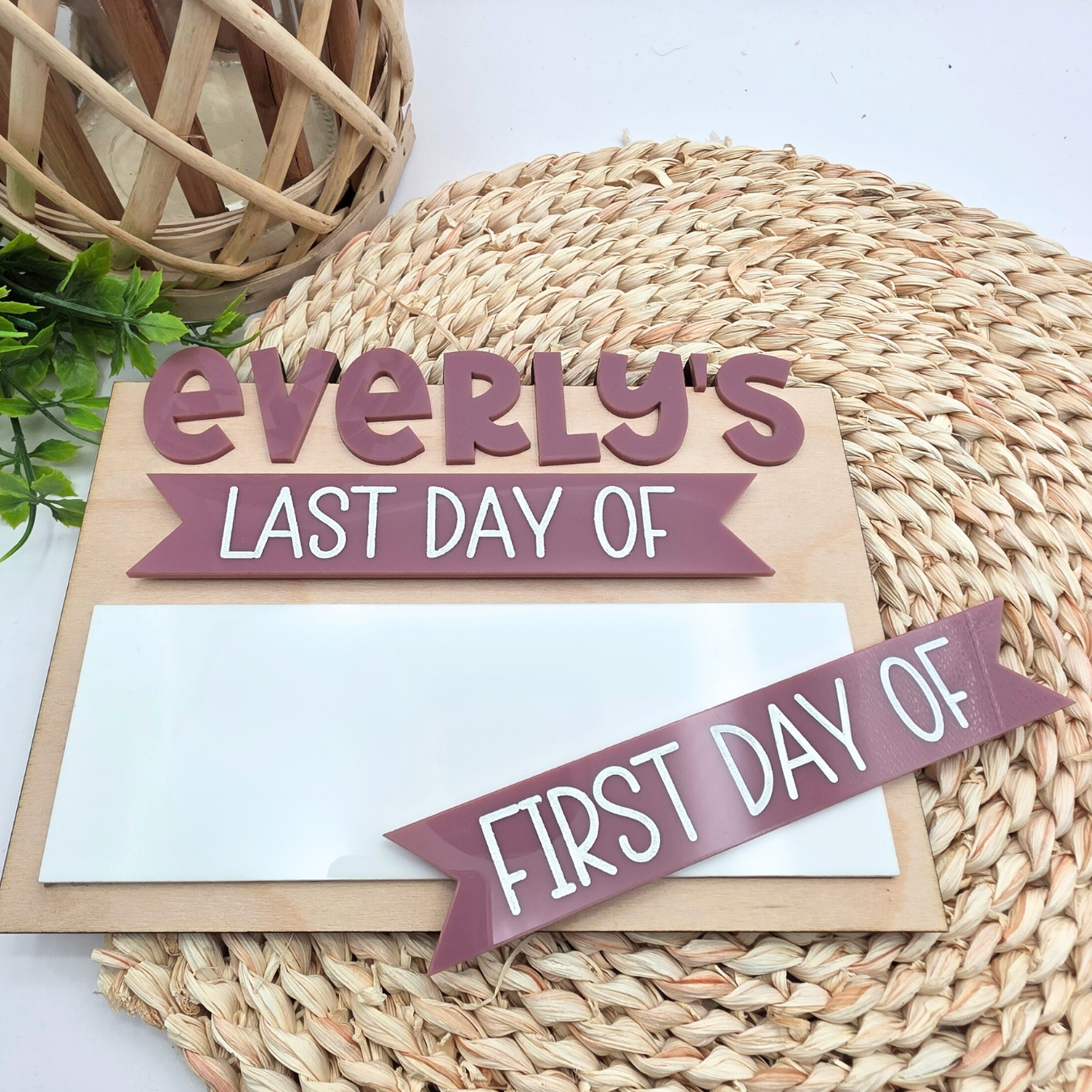 Personalized First & Last Day School Board - Custom Wood and Acrylic Photo Prop - Dry‑Erase, Interchangeable, Back‑to‑School Gift