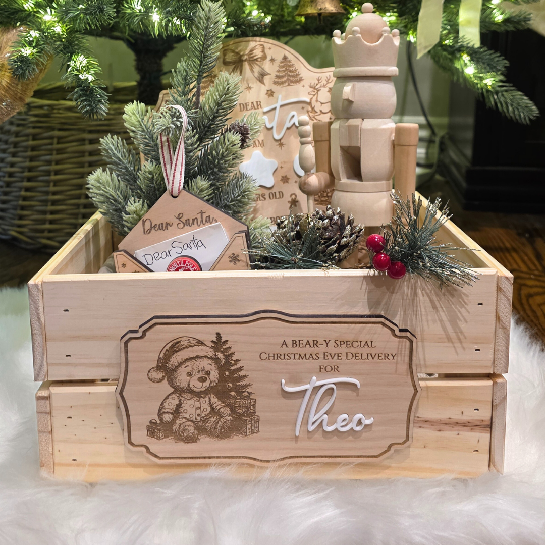 A Bear-y Special Christmas Eve Delivery Plaque - Personalized Name Sign for Christmas Crates