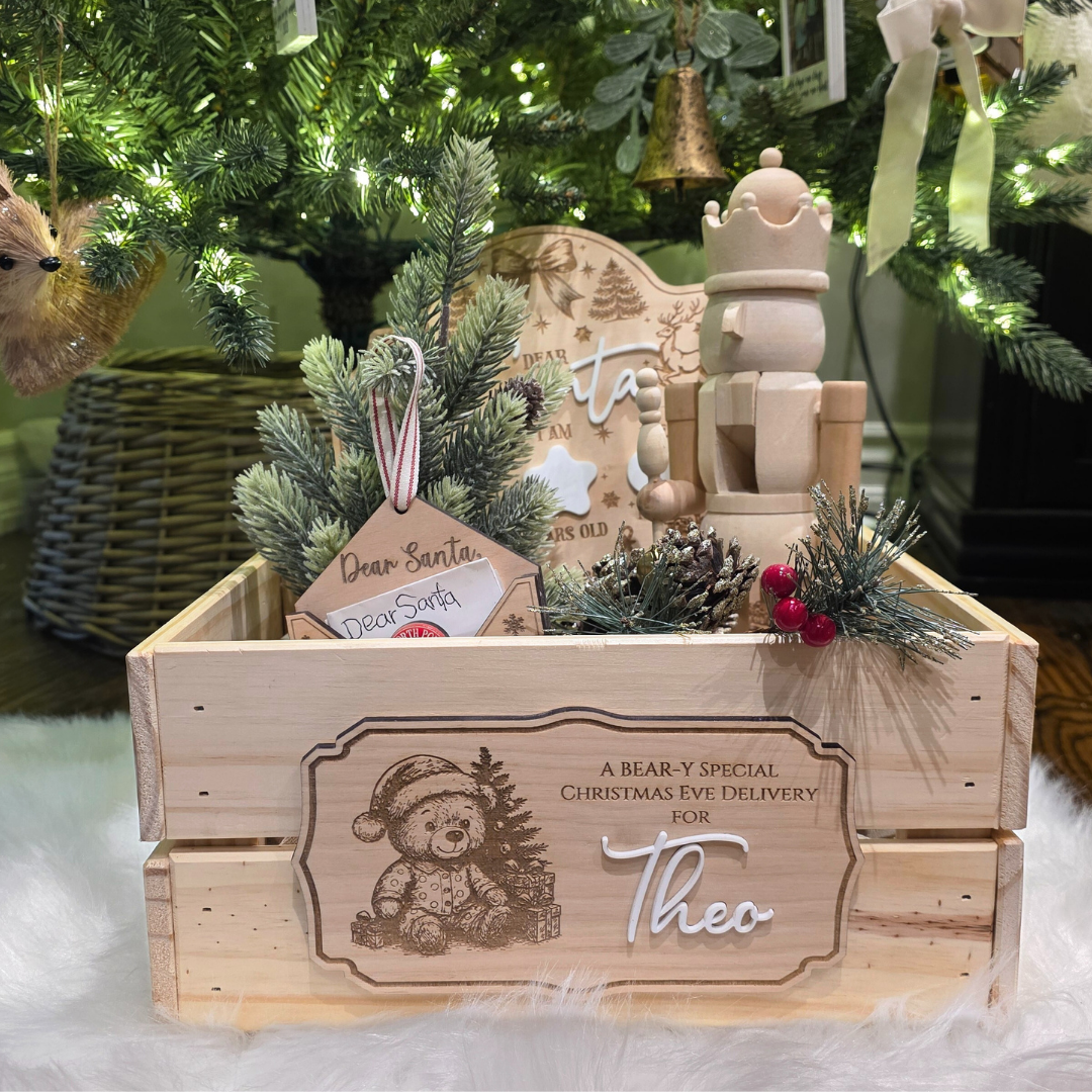 A Bear-y Special Christmas Eve Delivery Plaque - Personalized Name Sign for Christmas Crates