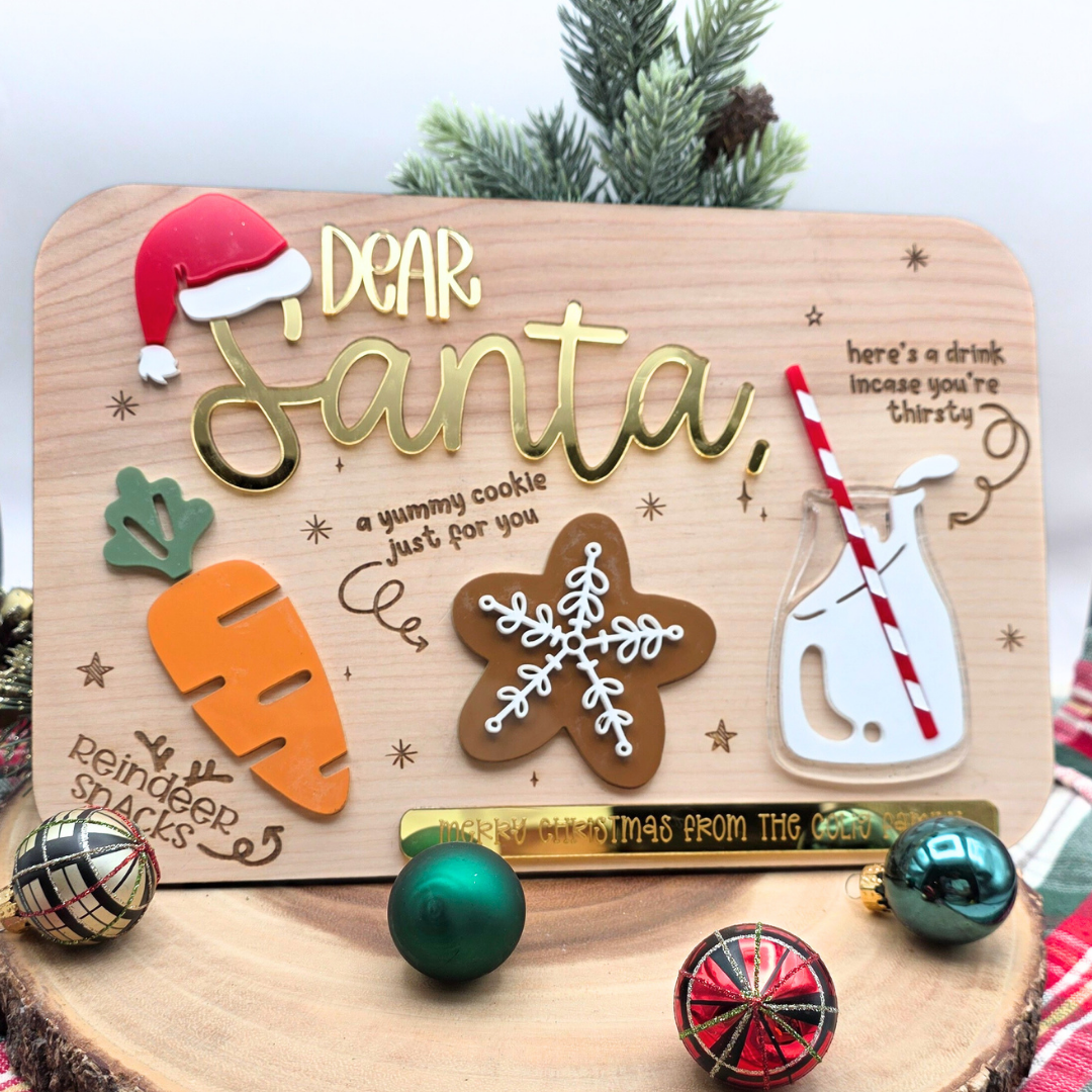 Dear Santa Milk & Cookies Board - Personalized Christmas Eve Tray