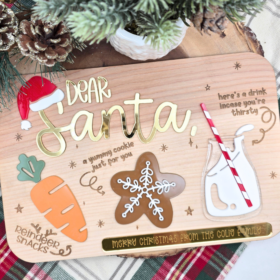Dear Santa Milk & Cookies Board - Personalized Christmas Eve Tray