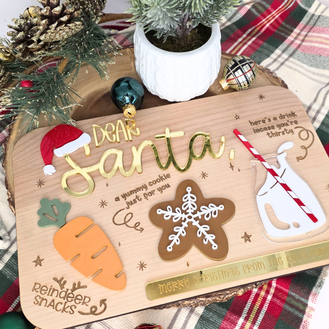 Dear Santa Milk & Cookies Board - Personalized Christmas Eve Tray