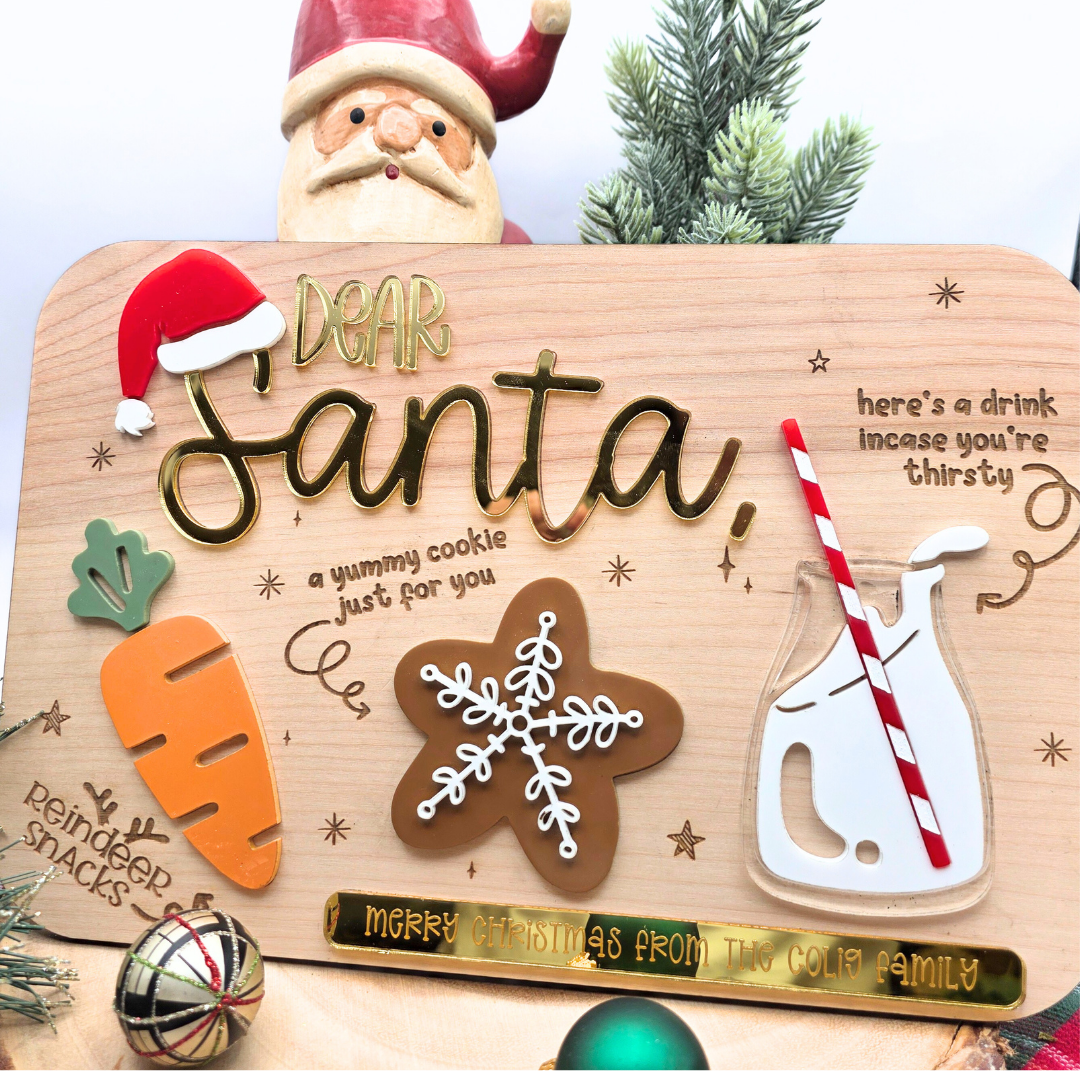 Dear Santa Milk & Cookies Board - Personalized Christmas Eve Tray