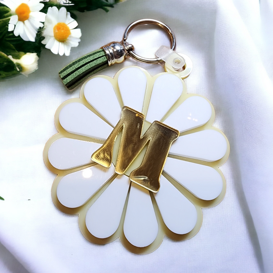 Daisy Monogram Keyring Bag Charm