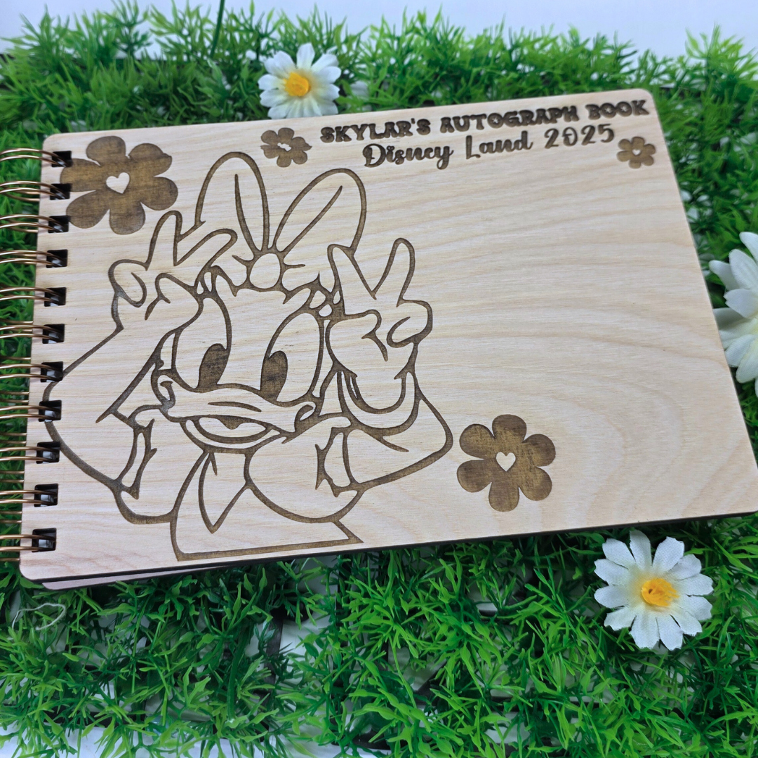 Sweet As A Daisy Wood Autograph Book - Custom Keepsake Souvenir