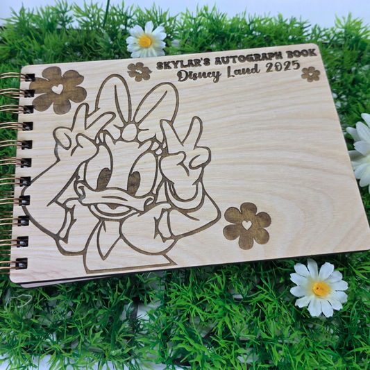 Sweet As A Daisy Wood Autograph Book - Custom Keepsake Souvenir