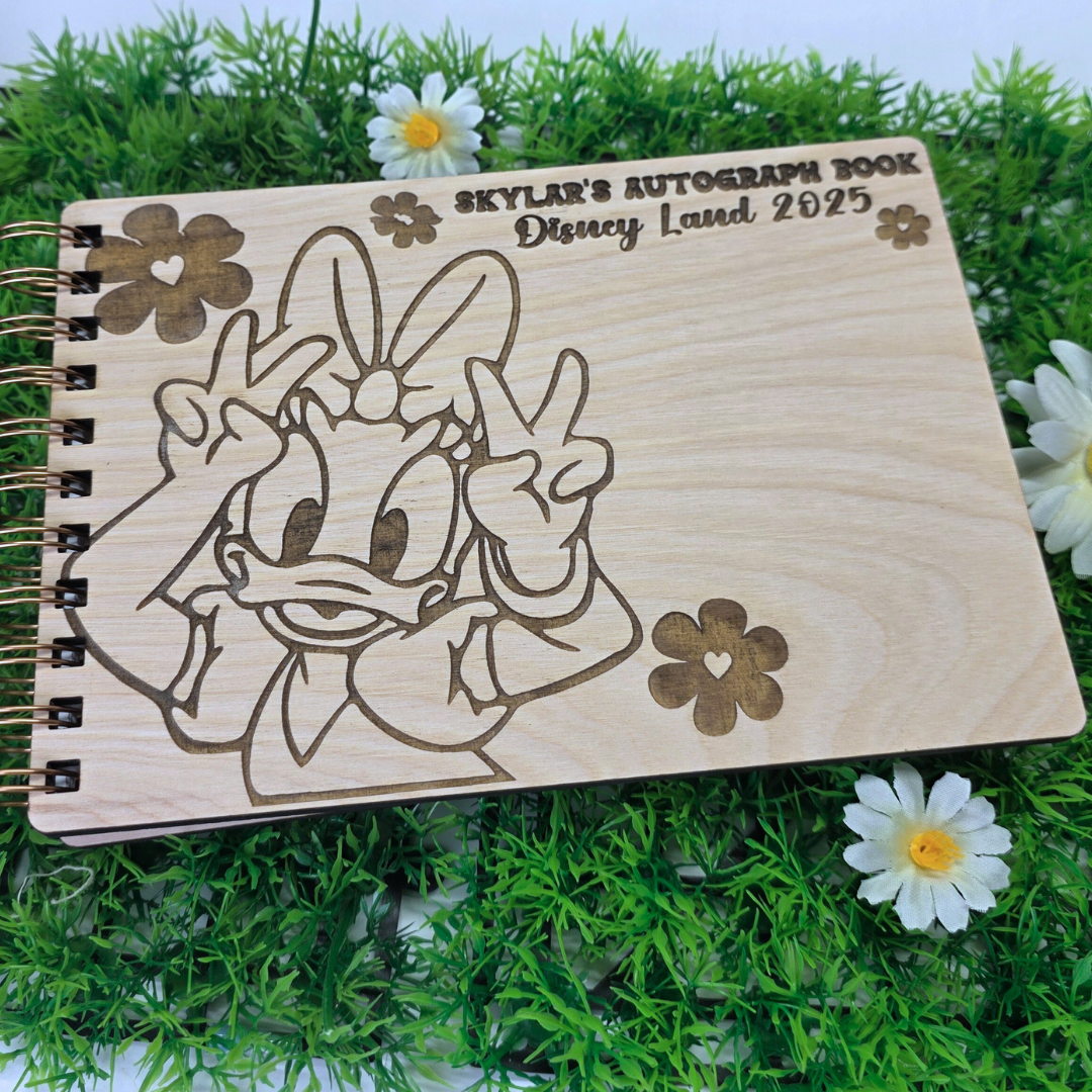 Sweet As A Daisy Wood Autograph Book - Custom Keepsake Souvenir