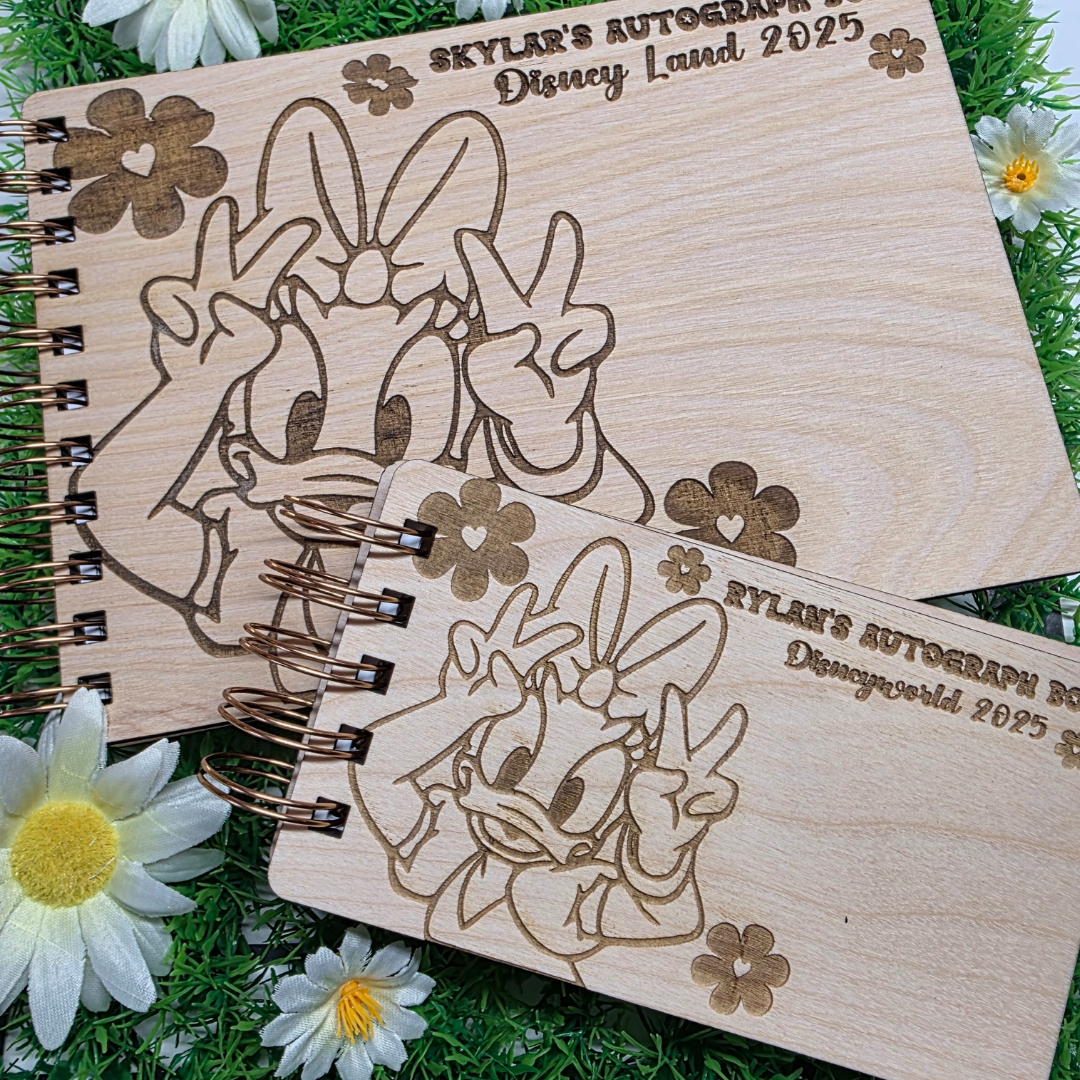 Sweet As A Daisy Wood Autograph Book - Custom Keepsake Souvenir