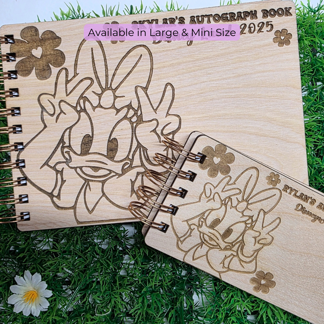 Sweet As A Daisy Wood Autograph Book - Custom Keepsake Souvenir