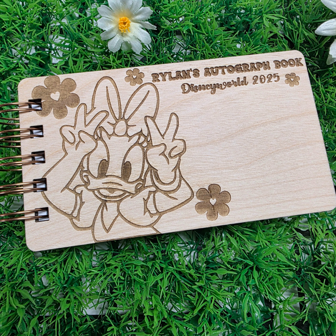 Sweet As A Daisy Wood Autograph Book - Custom Keepsake Souvenir