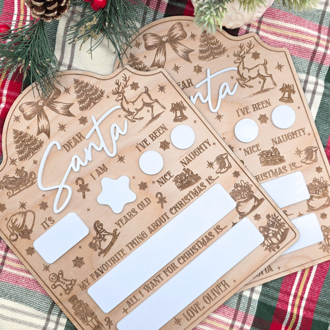 Dear Santa Dry Erase Board - Personalized Christmas Keepsake - Reusable Holiday Photo Prop
