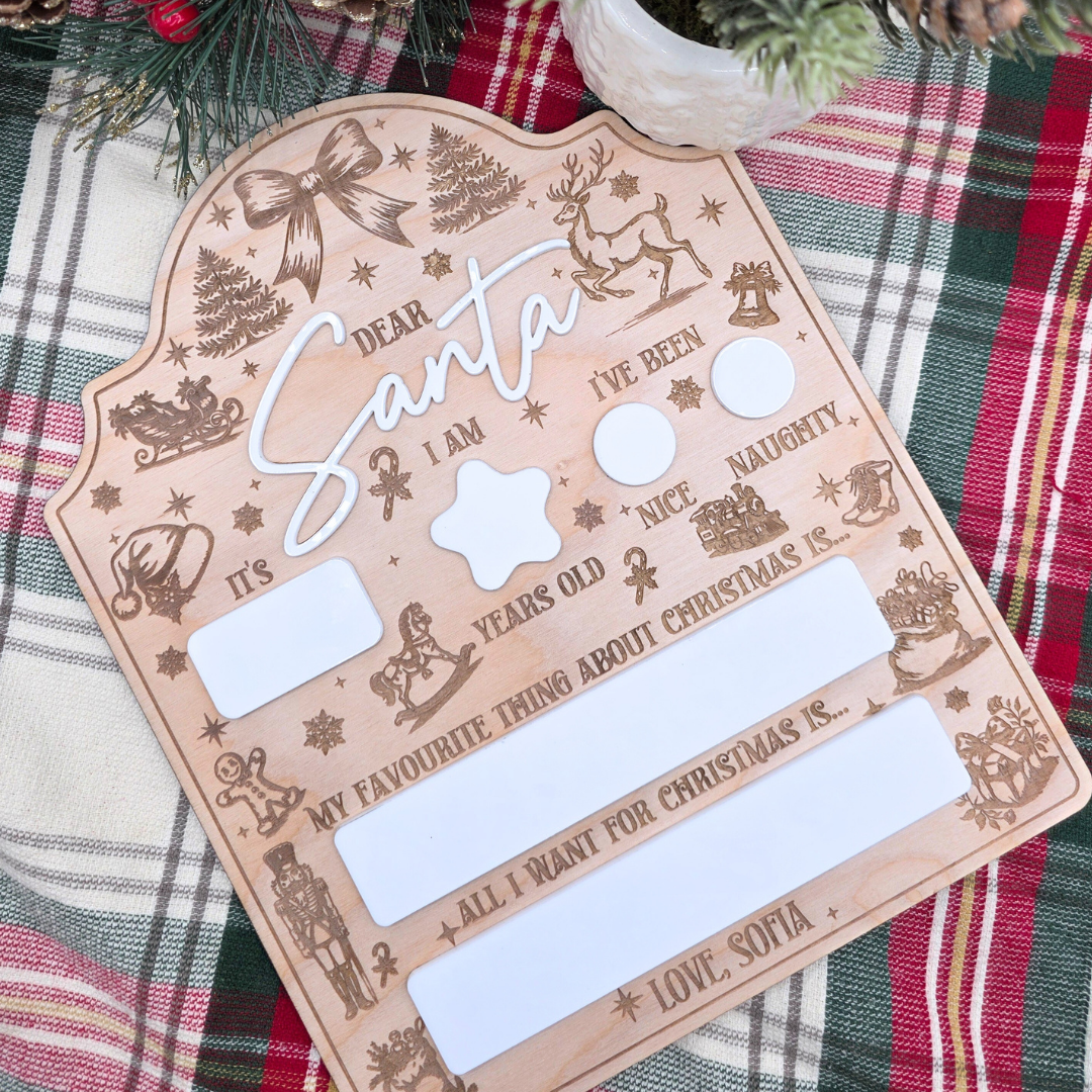Dear Santa Dry Erase Board - Personalized Christmas Keepsake - Reusable Holiday Photo Prop