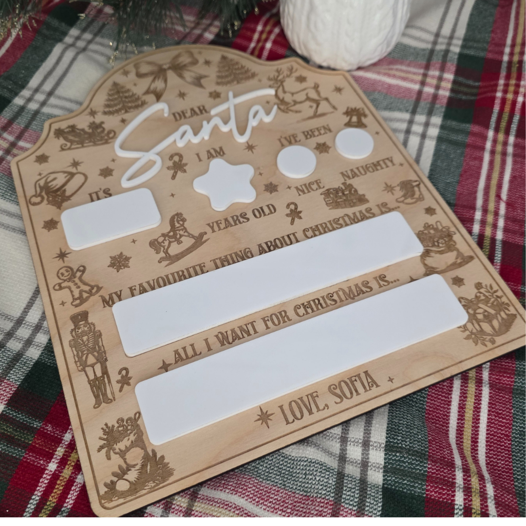Dear Santa Dry Erase Board - Personalized Christmas Keepsake - Reusable Holiday Photo Prop