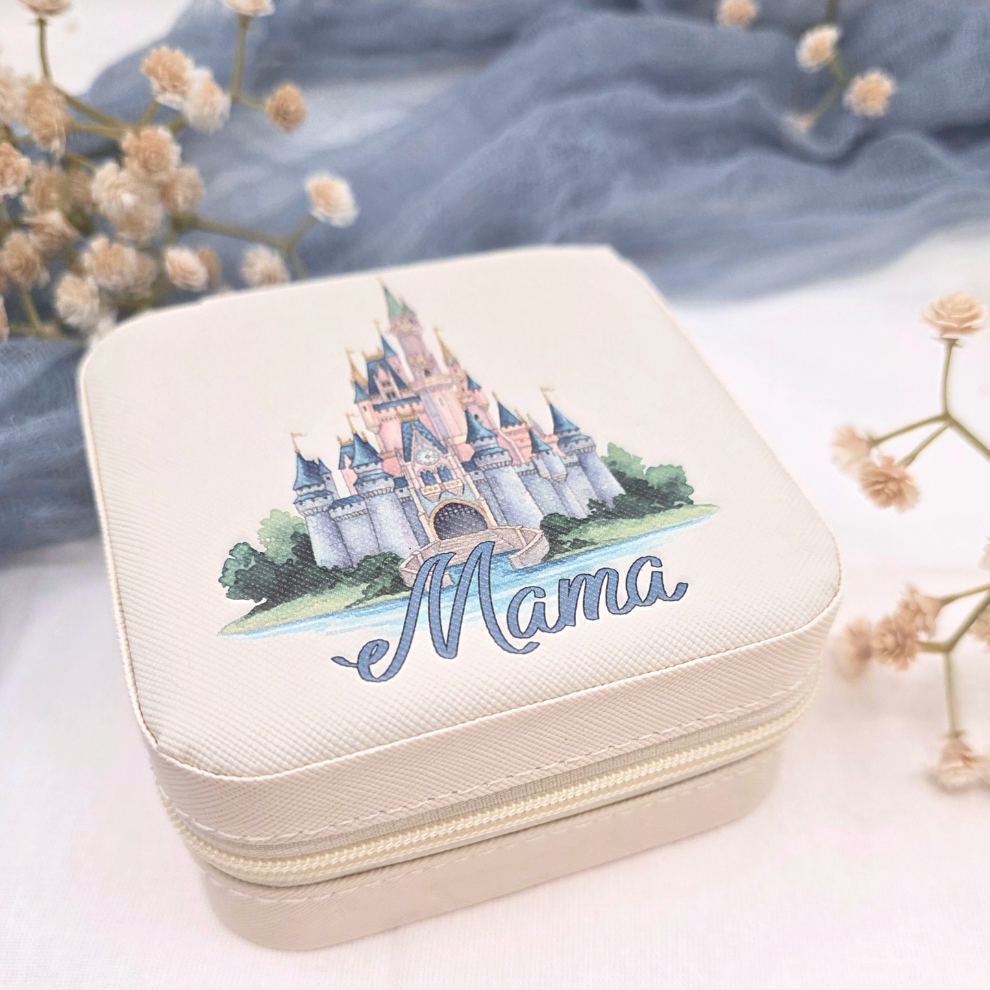 Personalized Travel Jewelry Case - Castle Vacation Keepsake Box