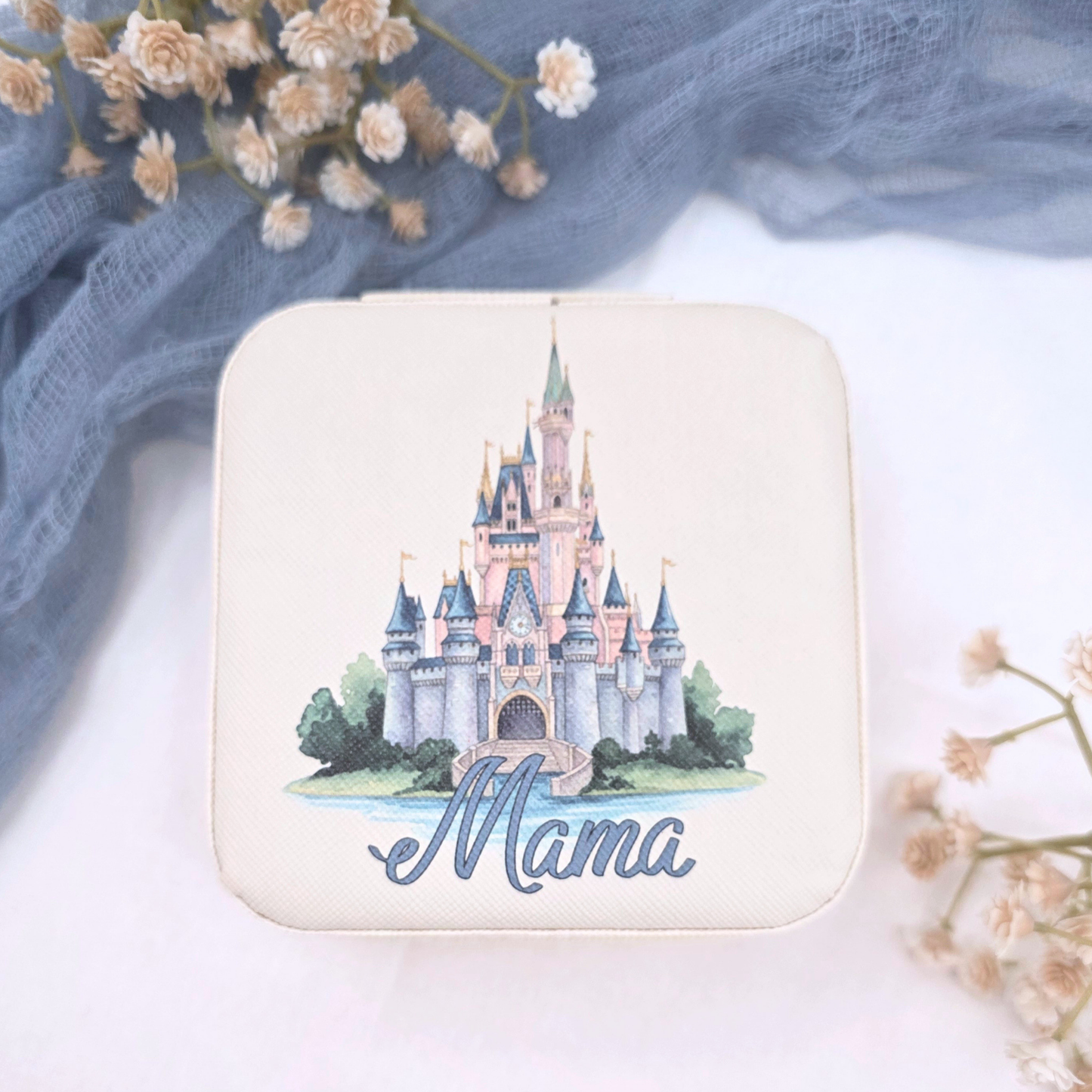 Personalized Travel Jewelry Case - Castle Vacation Keepsake Box