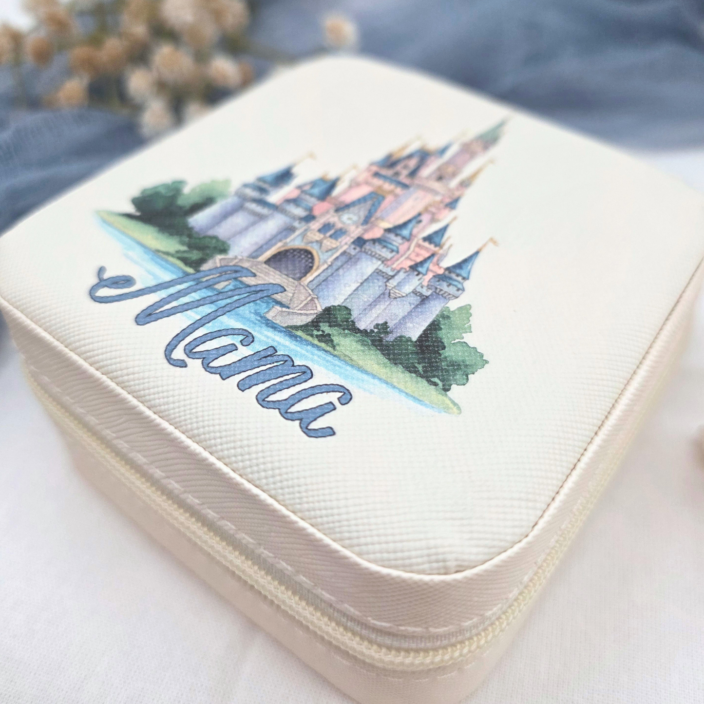Personalized Travel Jewelry Case - Castle Vacation Keepsake Box