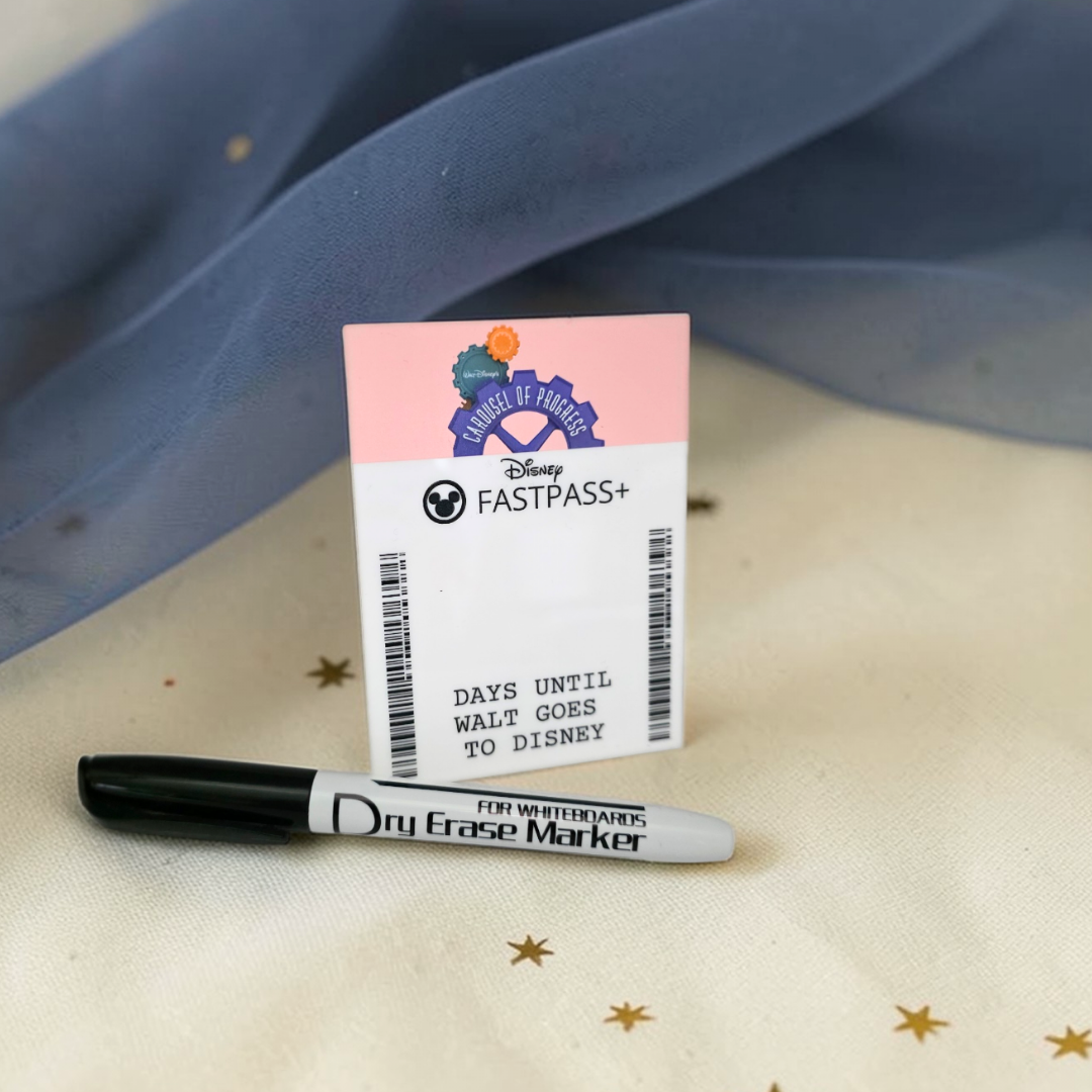 Personalized Theme Park Countdown Pass - Dry Erase Vacation Keepsake Magnet